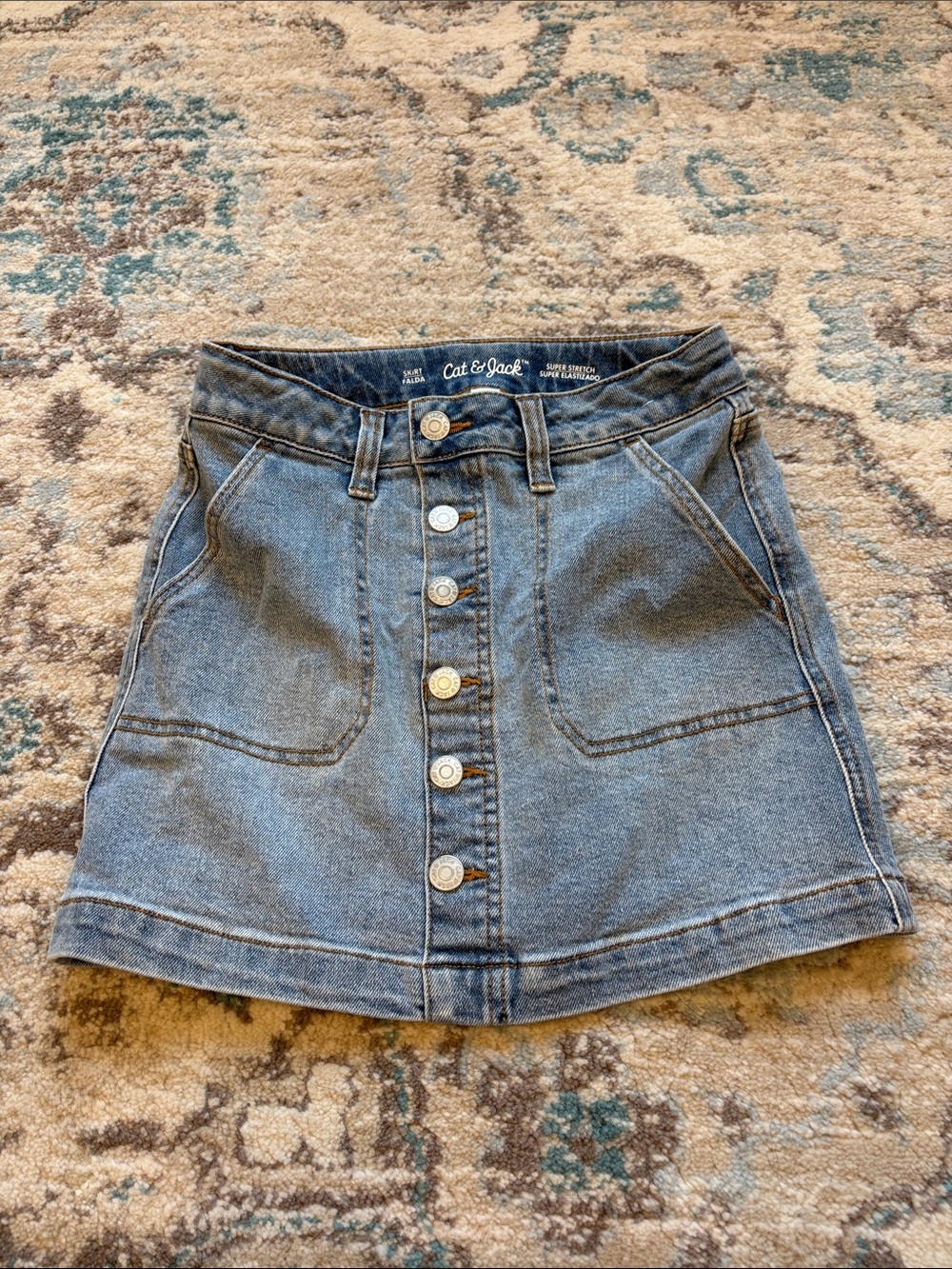 Cat & Jack Light Blue Button-Front Denim Mini Skirt